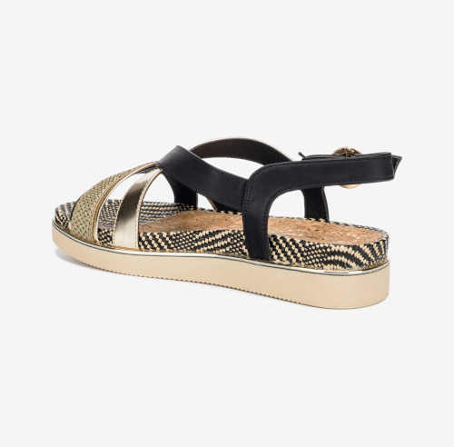 dámské elegantní černo-zlaté sandály