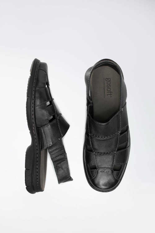 černé kožené pánské sandály