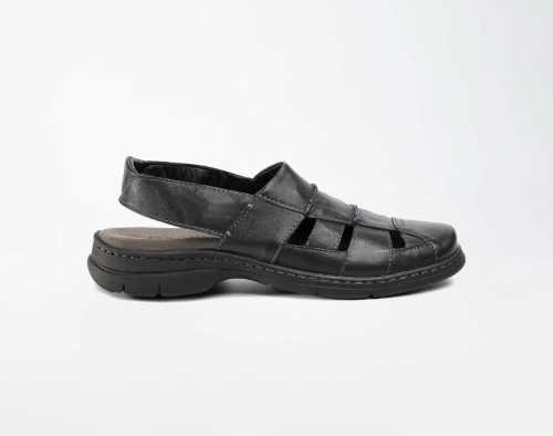 letní kožené černé sandály