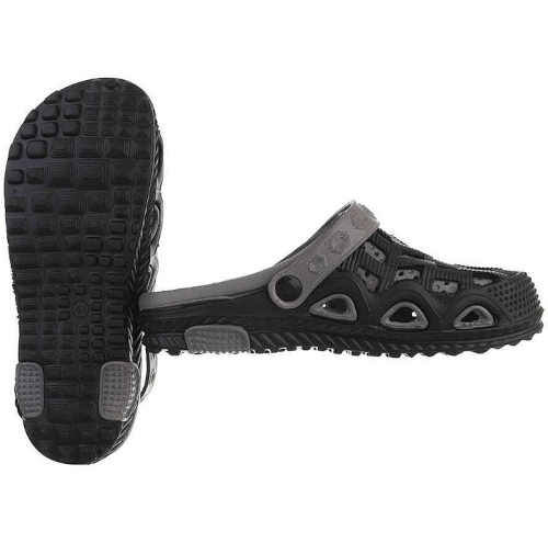černo-šedé pánské gumové pantofle