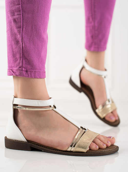 bílo-zlaté elegantní sandály