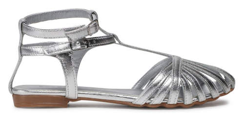 Páskové sandály v metalické stříbrné barvě