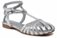 Stříbrné páskové sandály s plnou špičkou