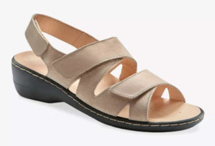 Dámské béžovo-zlaté kožené sandály na suchý zip